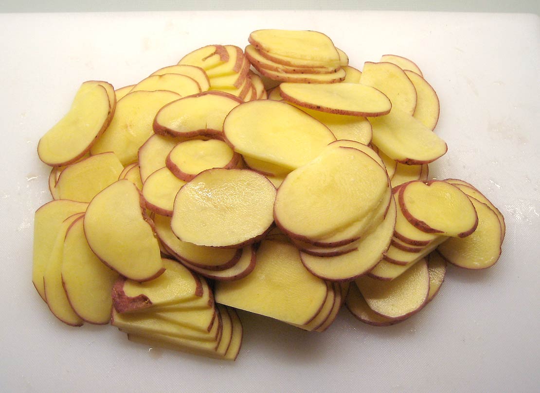 Thinly slice the potato