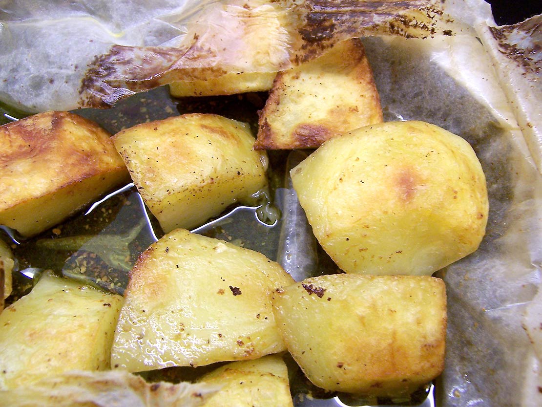 the cooked potatoes