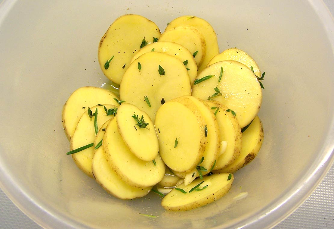 perparing the potatoes