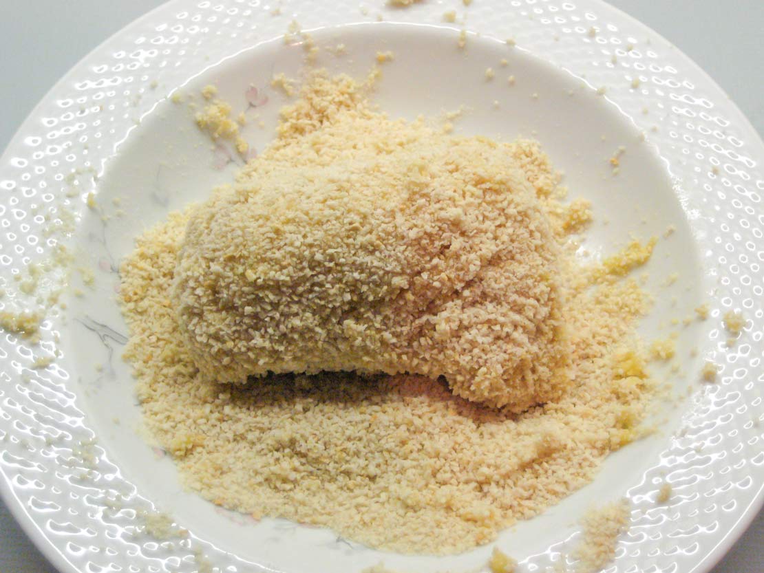 Adding a second coating of breadcrumbs