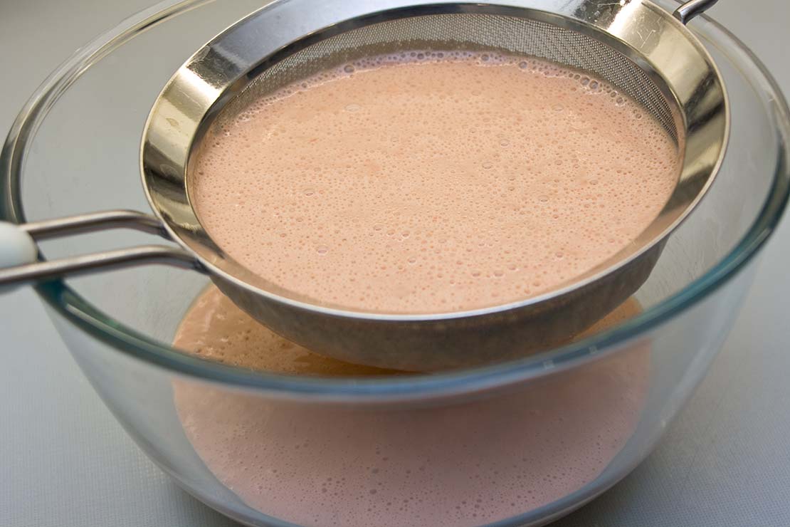 sieving the blended mixture