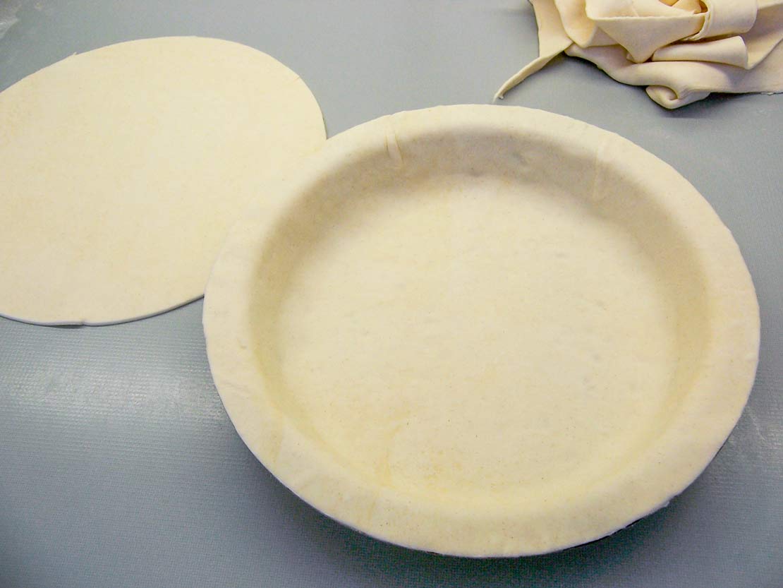 lining the pie dish