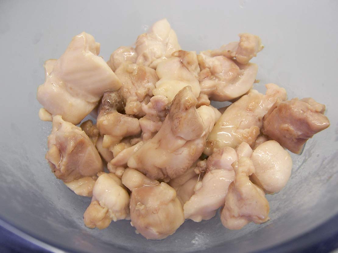 the partially cooked chicken