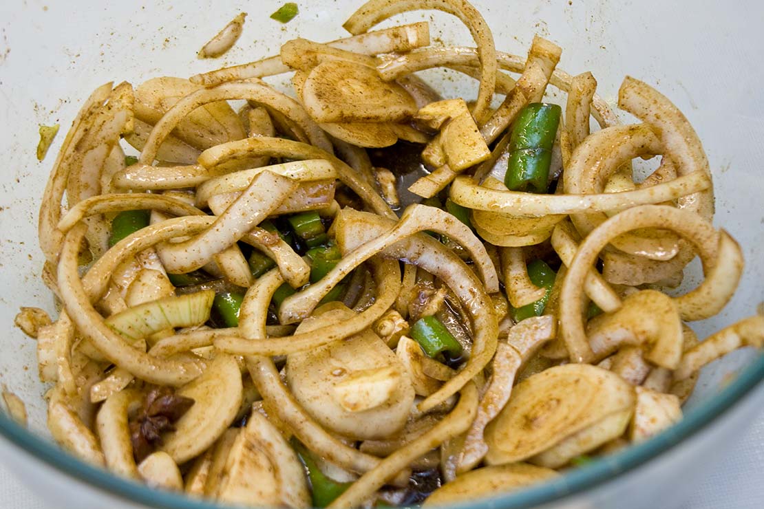 the braising vegetables with the spices