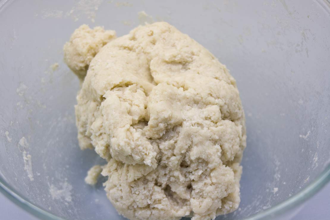 mixing the dough for the pancakes