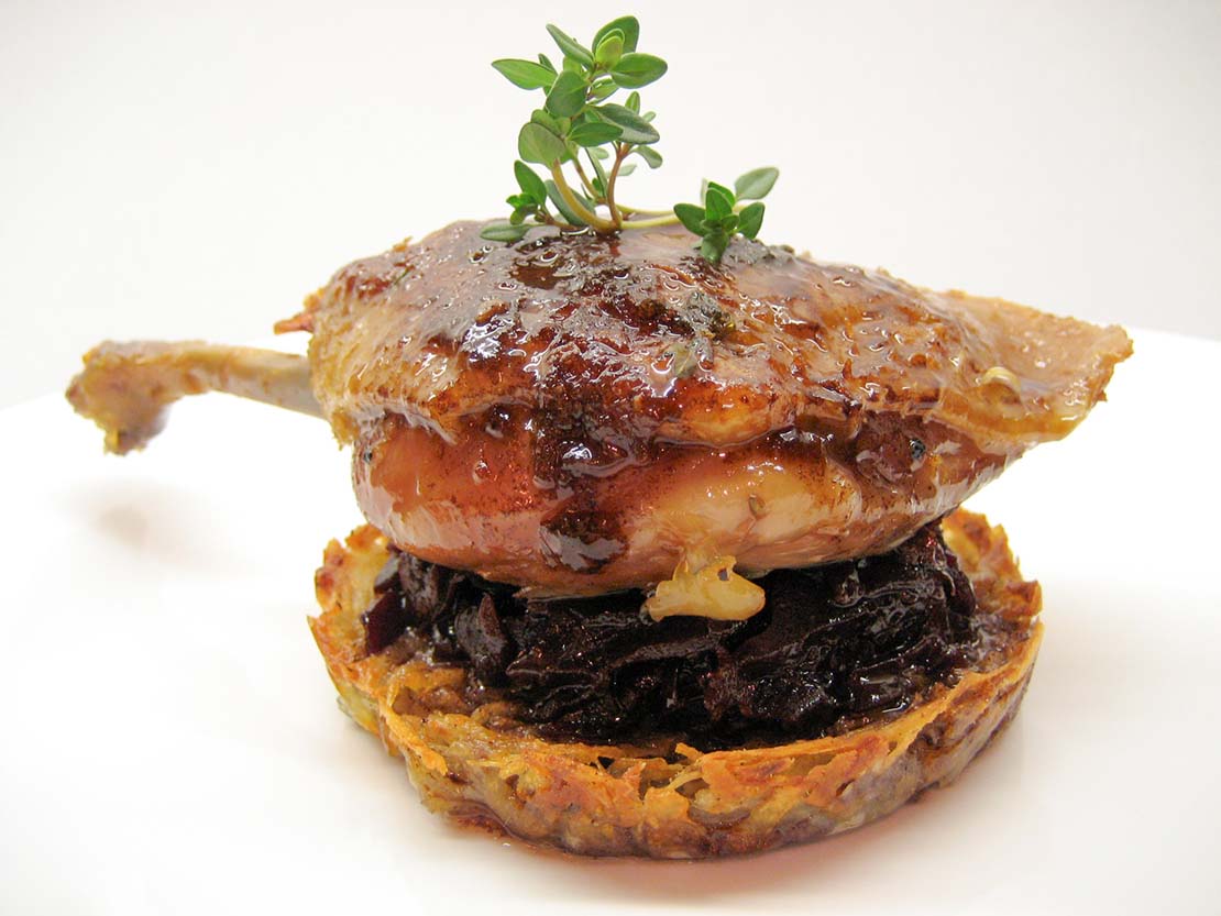the finished confit duck