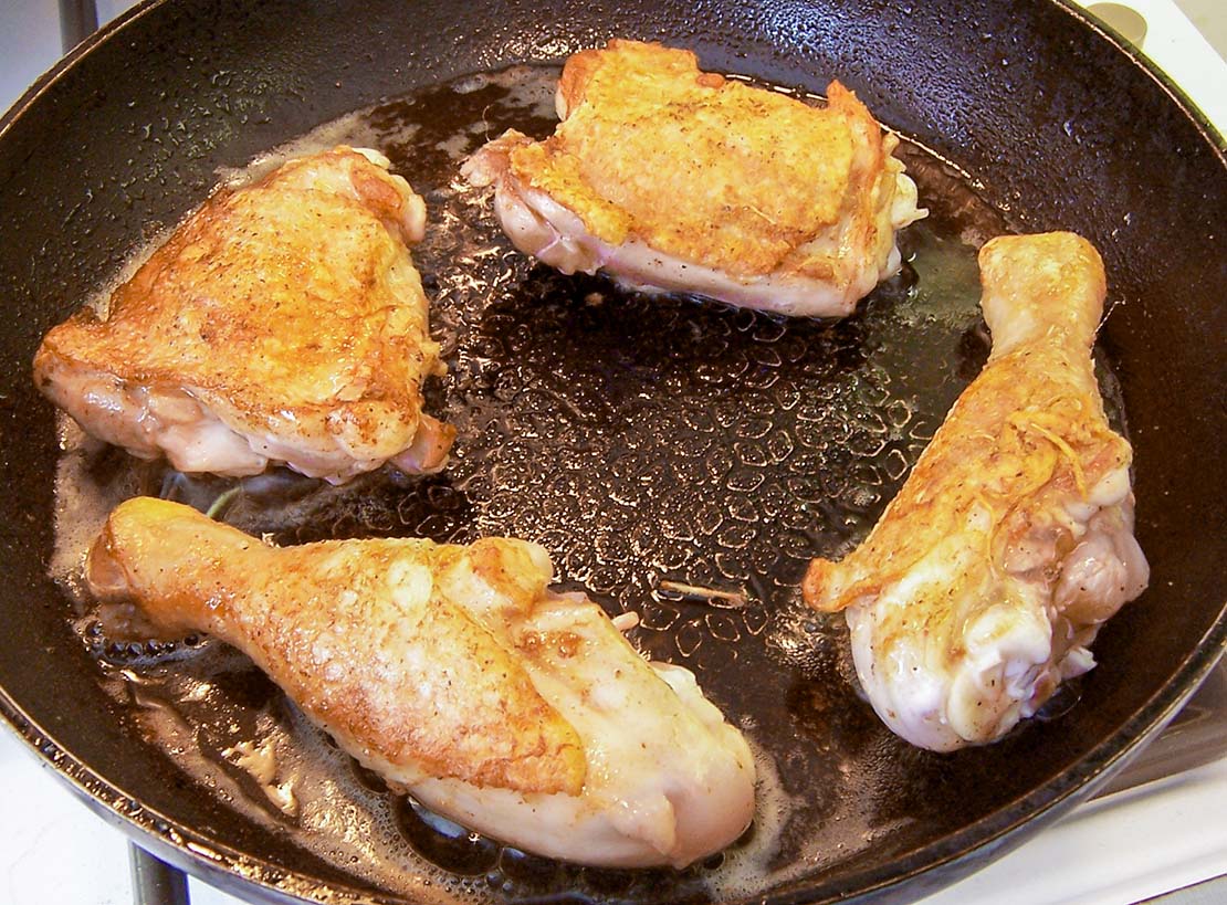 frying the chicken