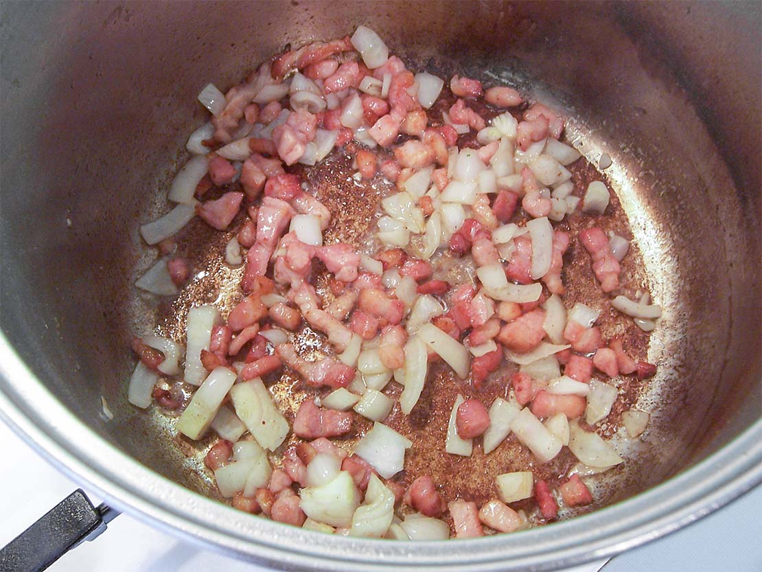 frying the ingredients