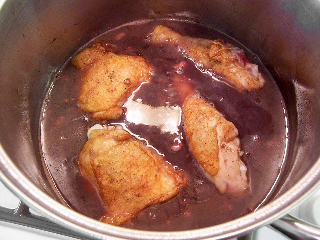 adding the chicken