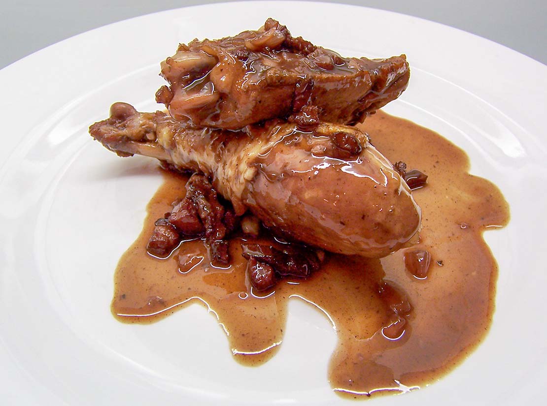 the finished coq au vin
