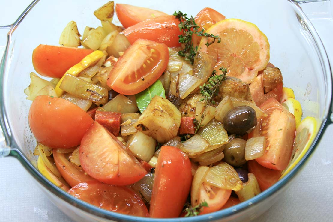 all of the ingredients in a pot prior to cooking