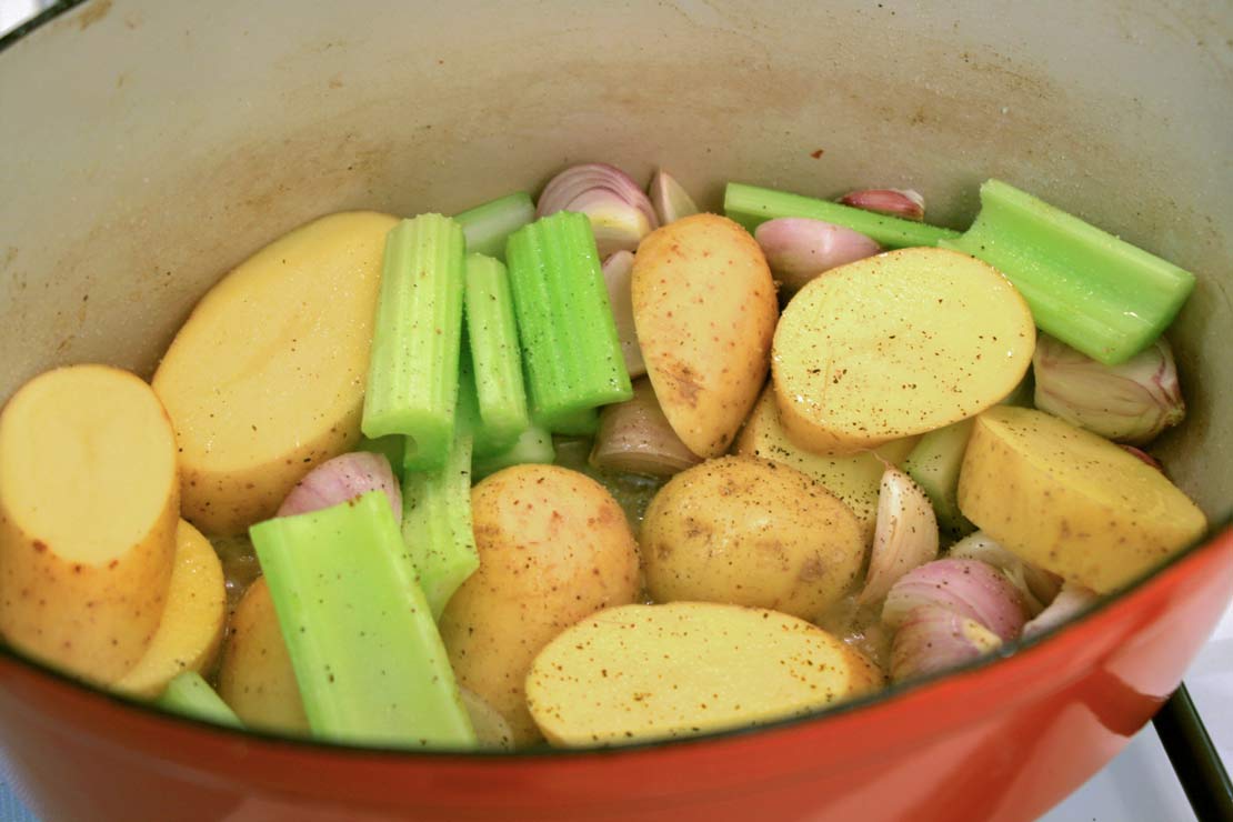 layering the vegetables