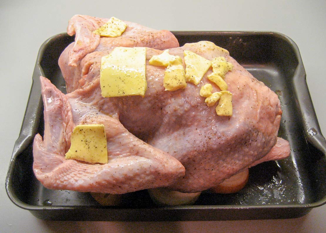 preparing the turkey