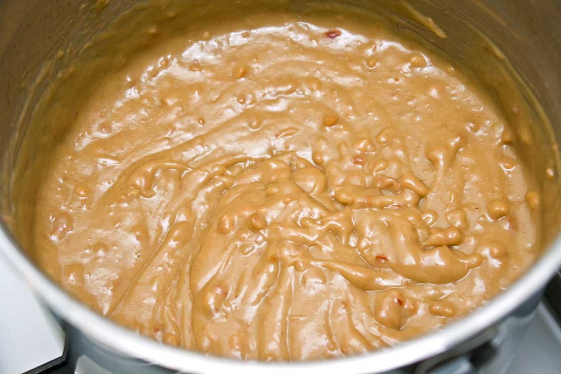 adding the rest of the satay sauce ingredients