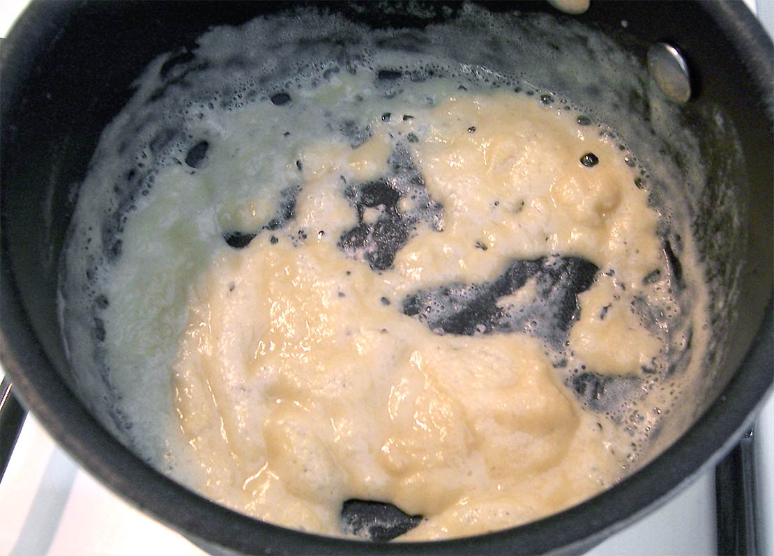 stirring in the flour