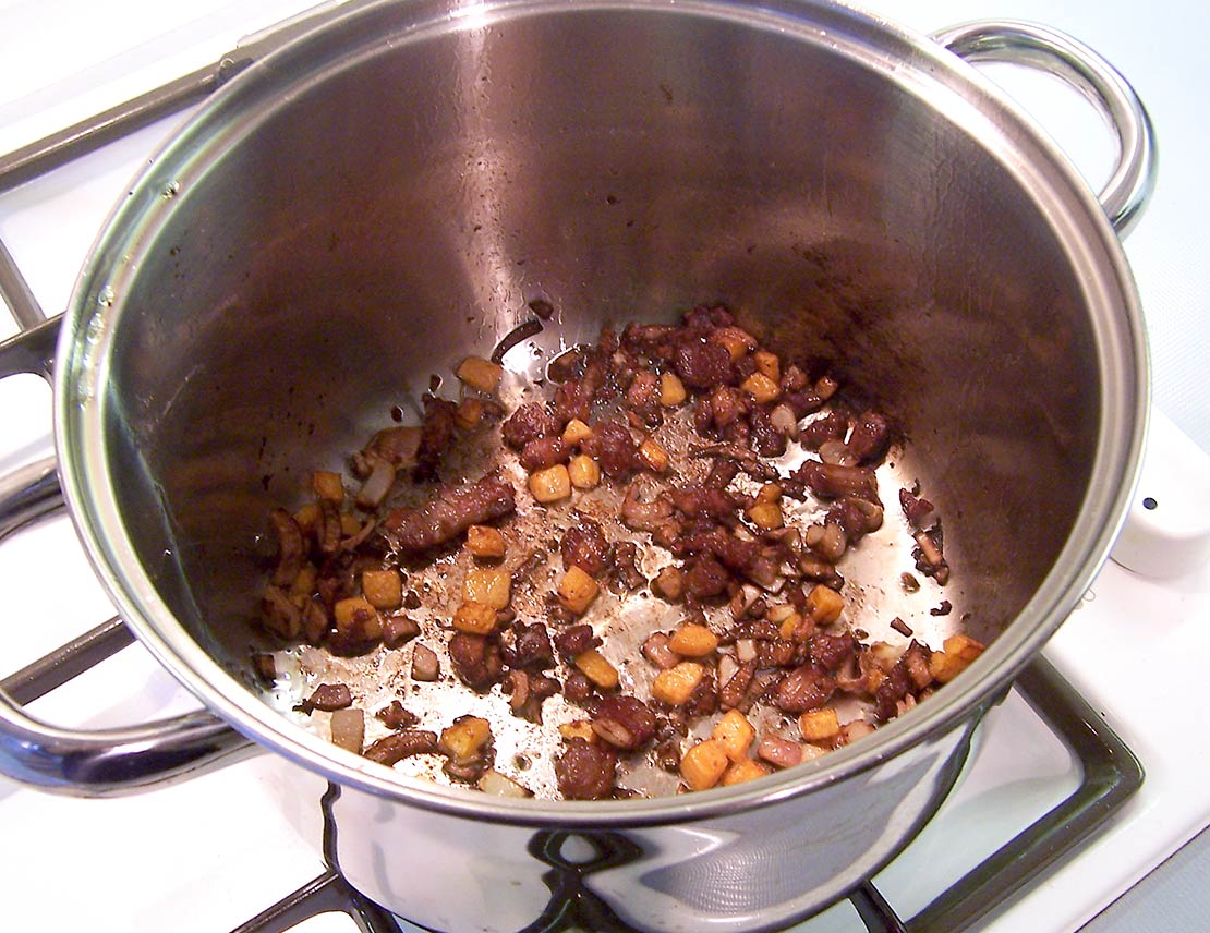 frying off the ingredients
