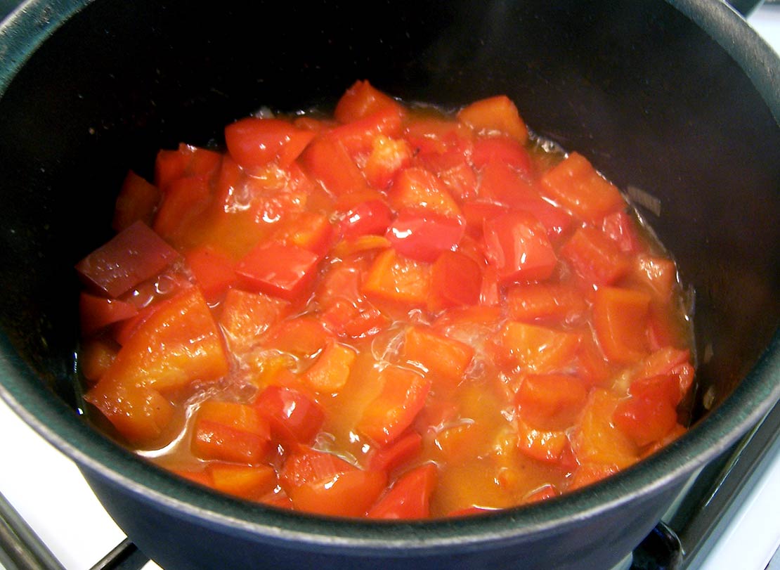 cooking the red pepper