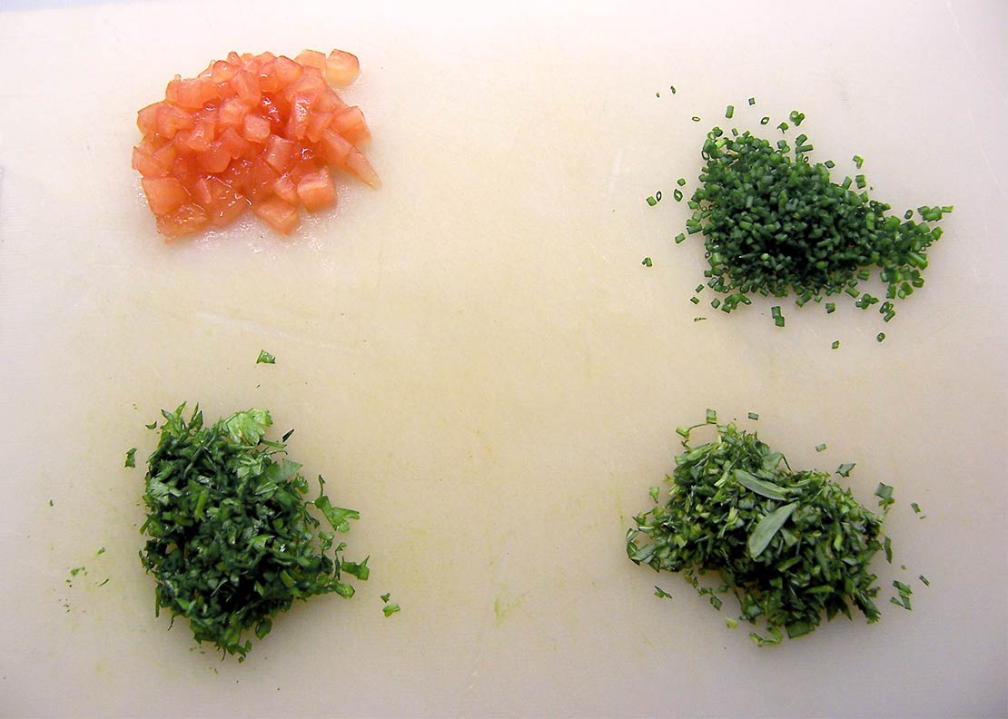 chopping the rest of the ingredients