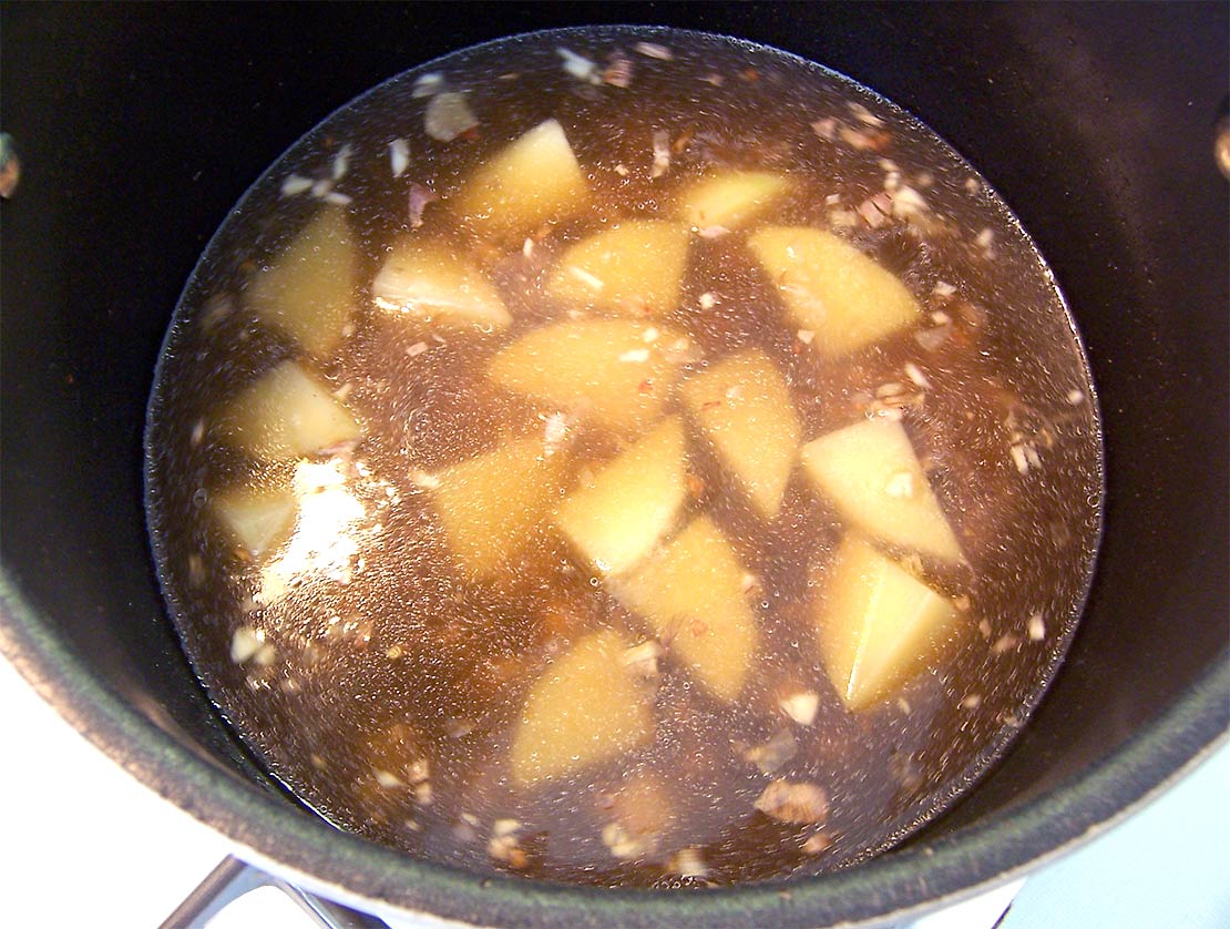 cooking the potatoes