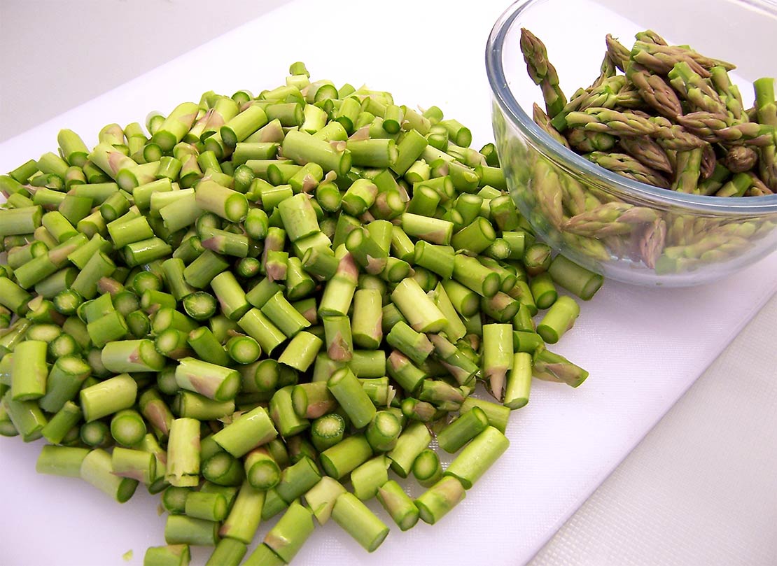 trimming the asparagus