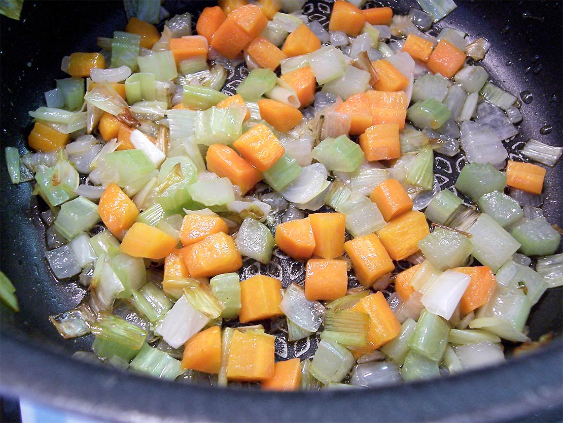 softening the vegetables