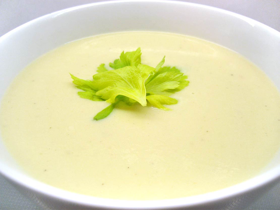 the finished Jerusalem Artichoke and Celery Soup