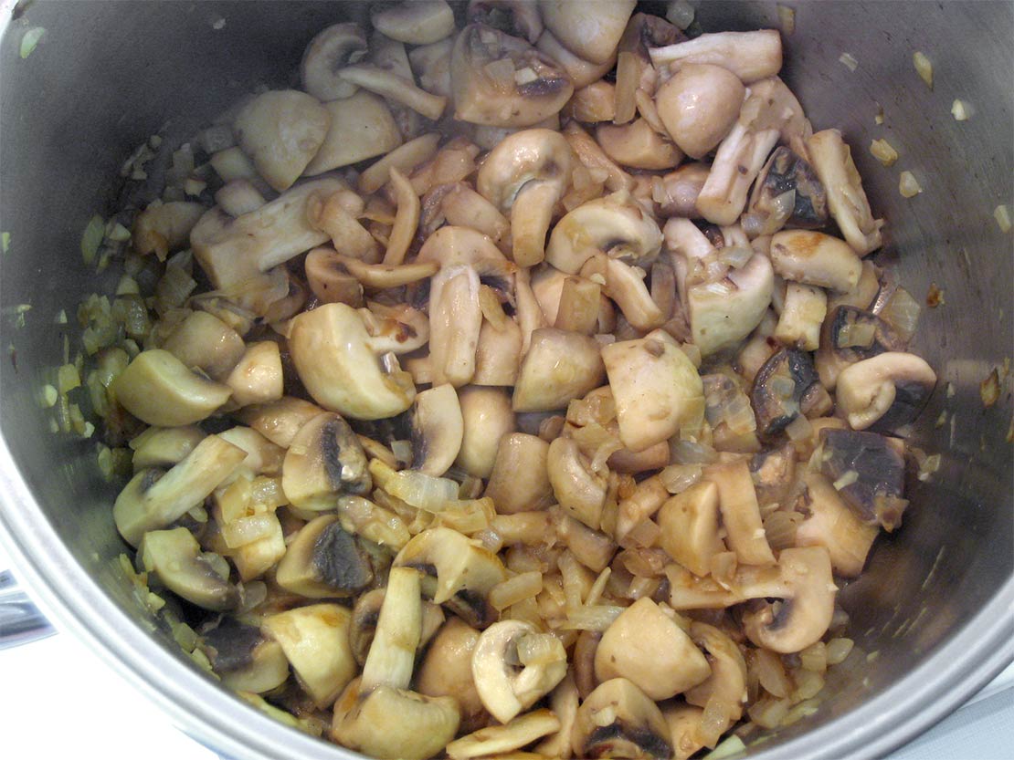cooking the fresh mushrooms