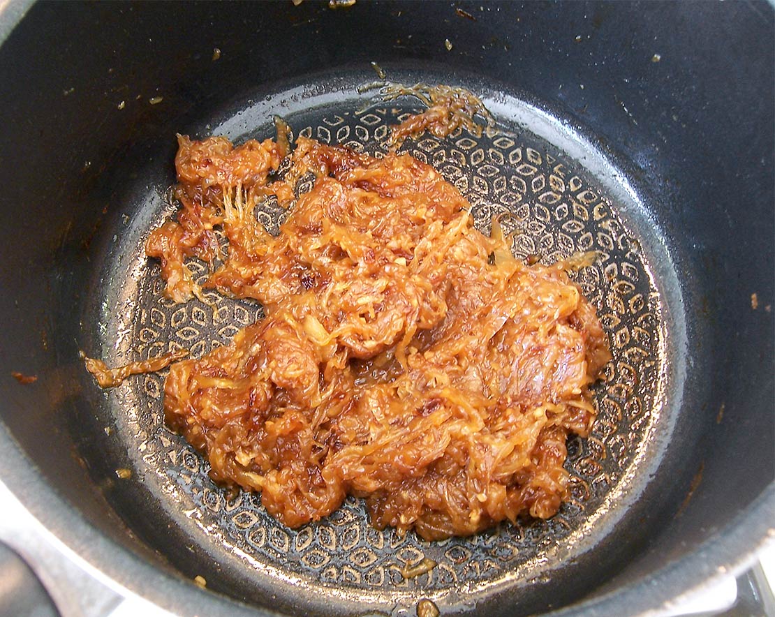 caramelising the onion