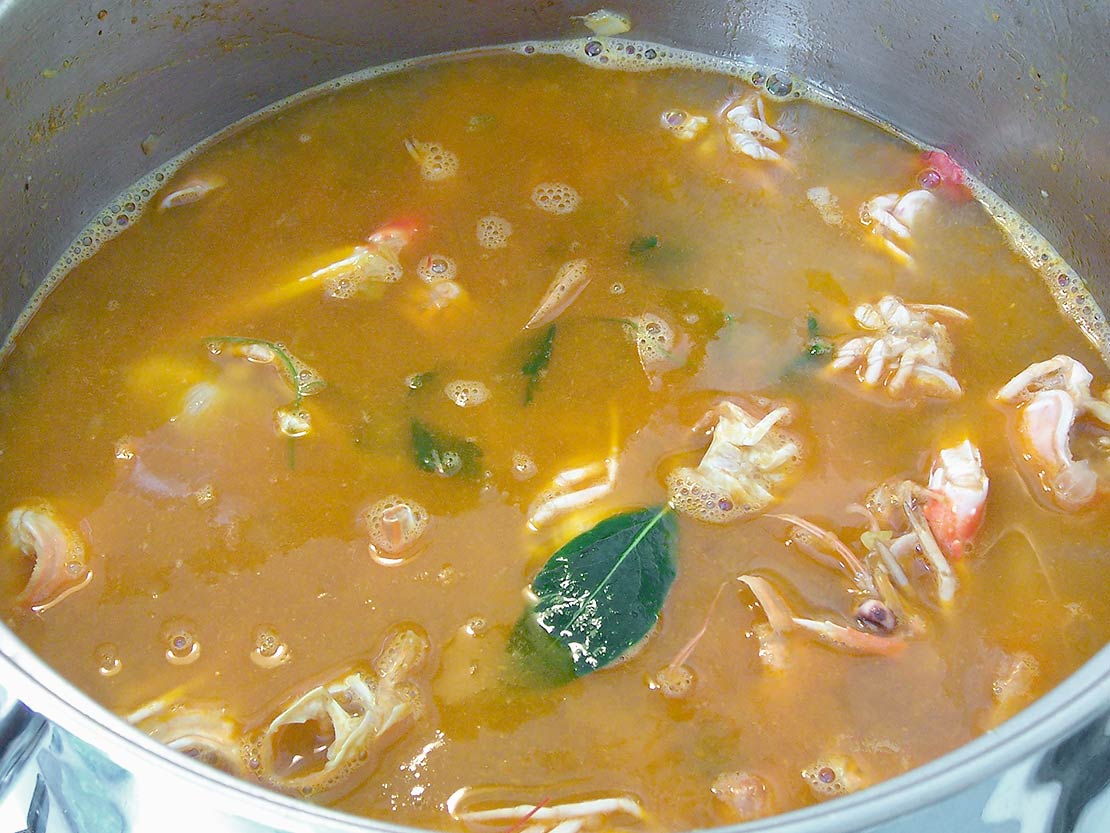 cooking the langoustines