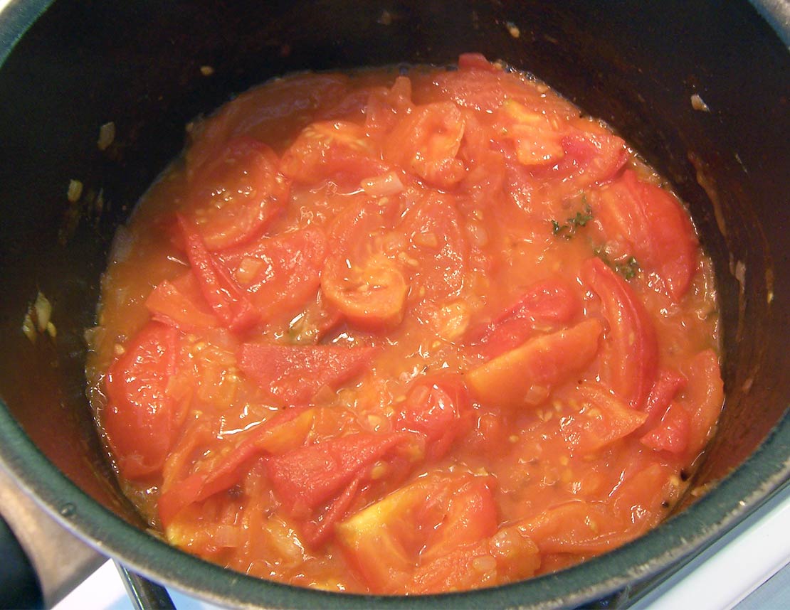 cooking the tomatoes