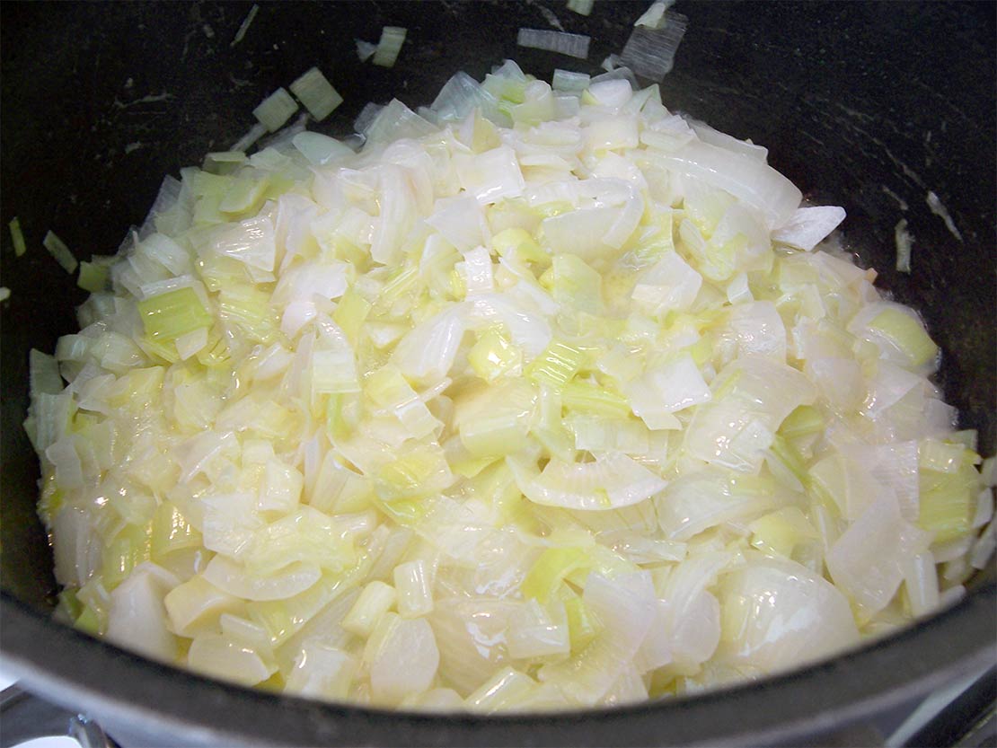 softening the vegetables