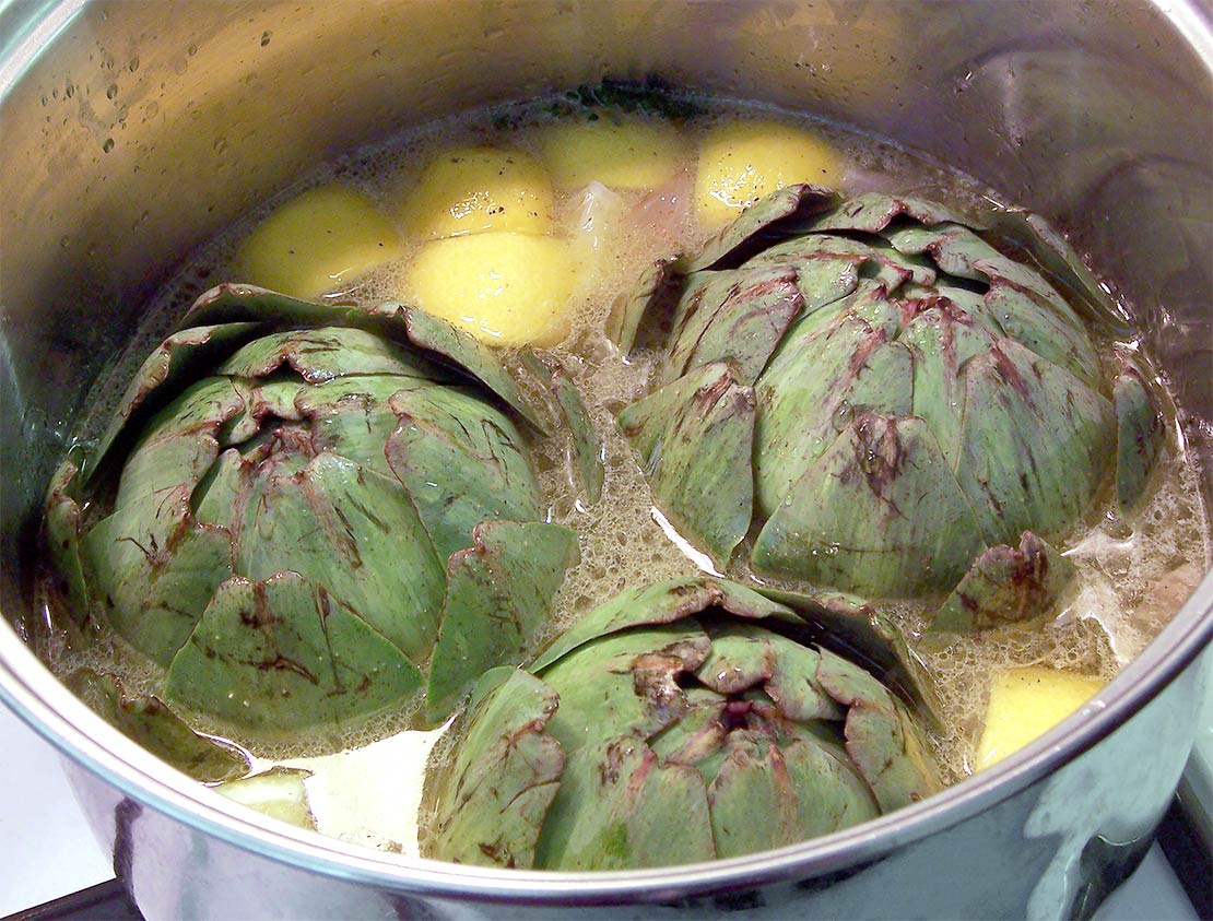 cooking the artichoke