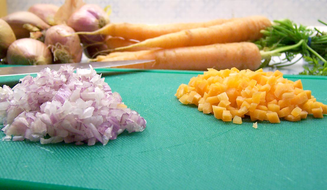 finely diced carrot and shallot
