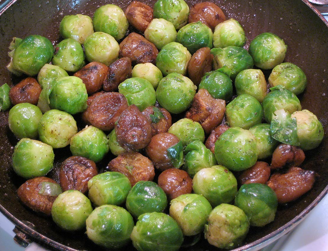 frying the brussel sprouts