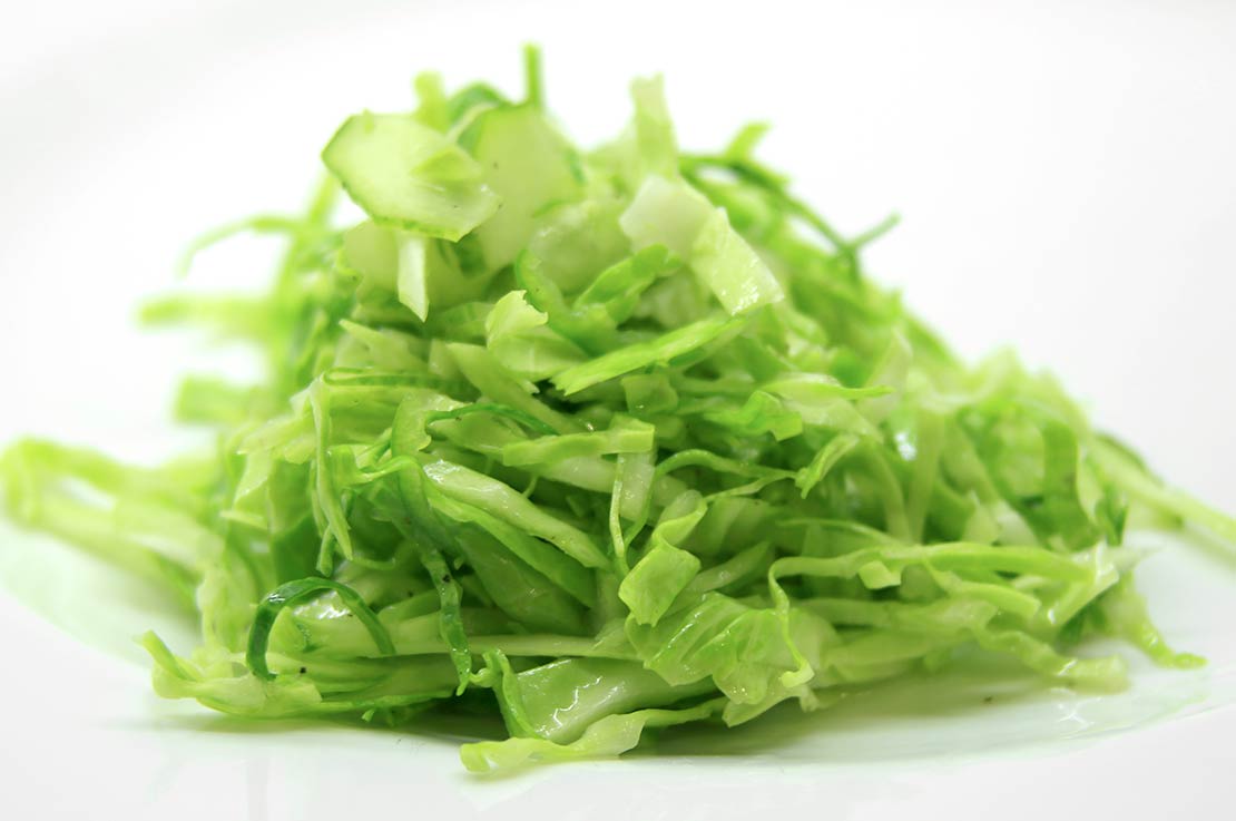 the finished cabbage, cucumber and chilli salad