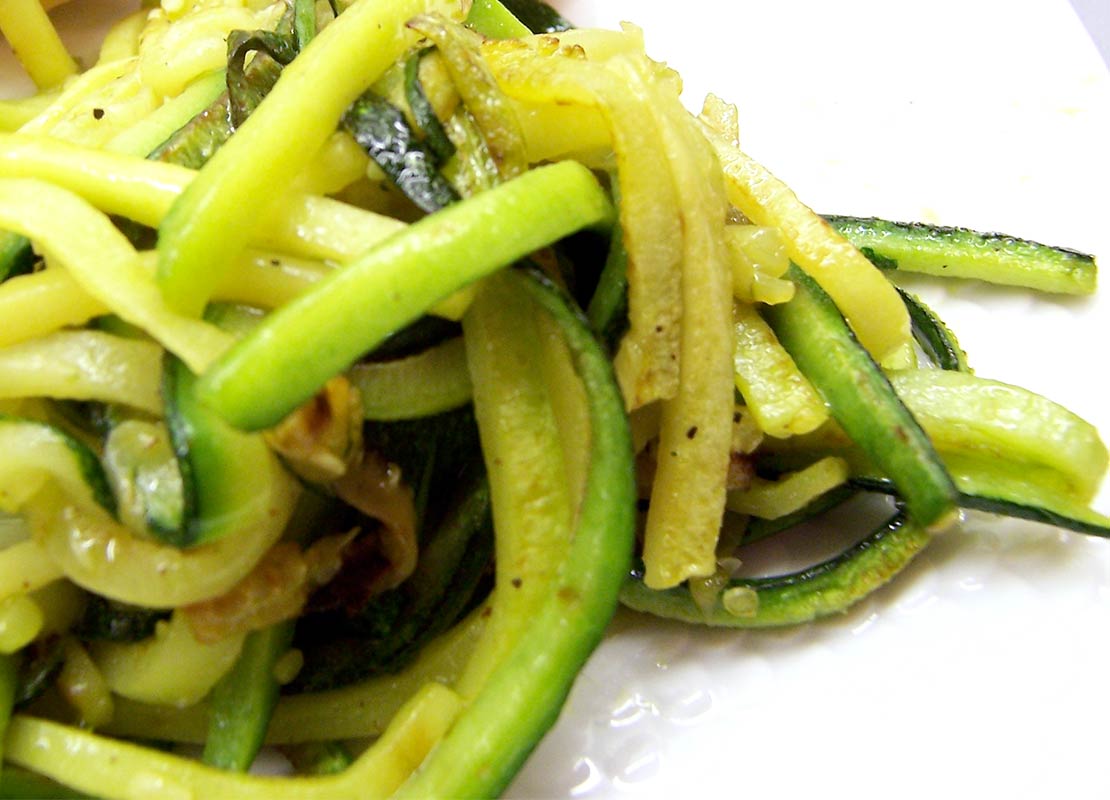 the finished courgette linguini
