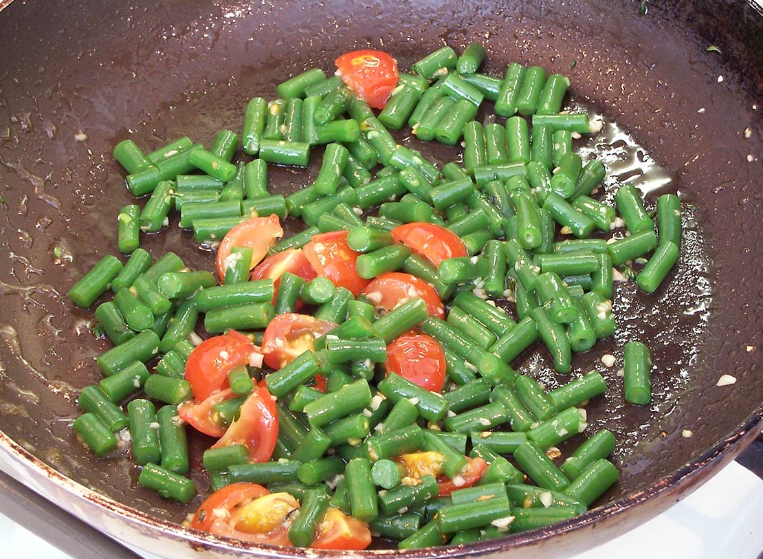 frying the ingredients