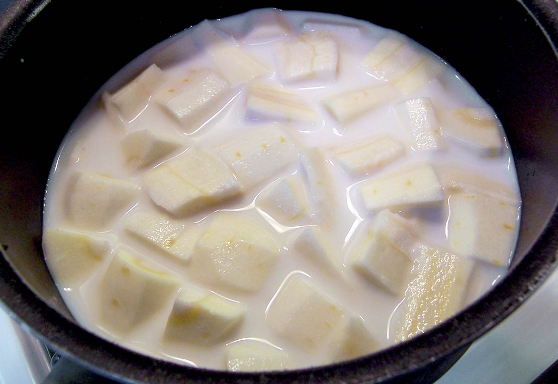 cooking the parsnips