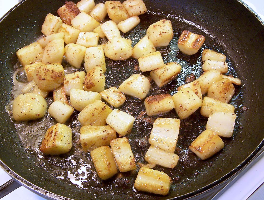 frying the parsnips