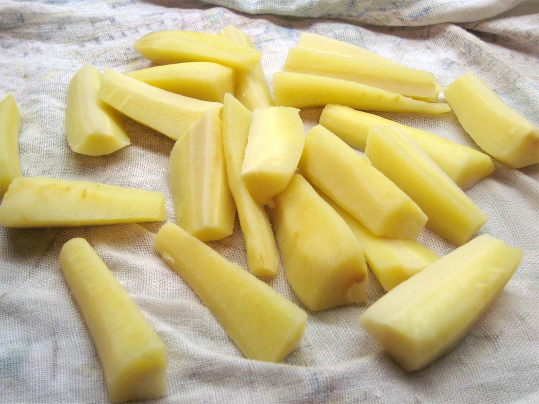 cooling and drying the parsnips