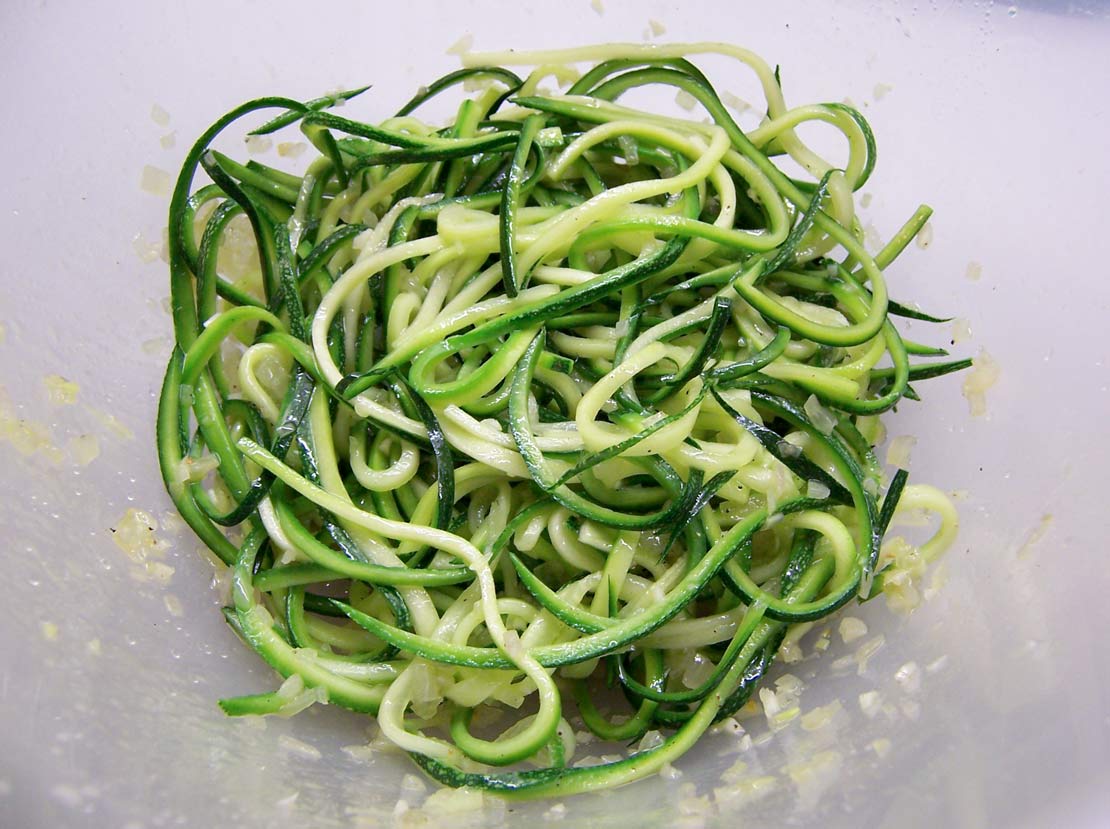 The softened courgette strands
