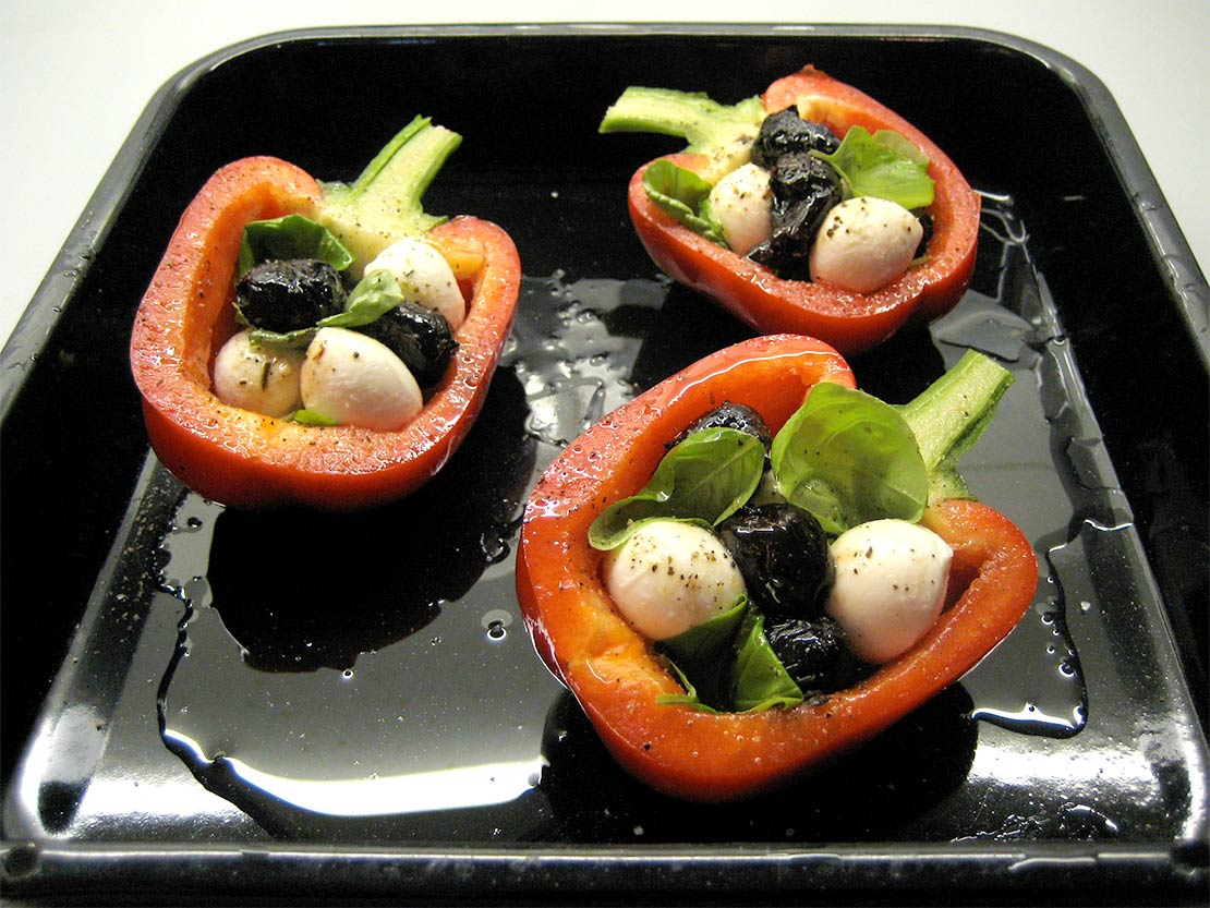 stuffing the peppers