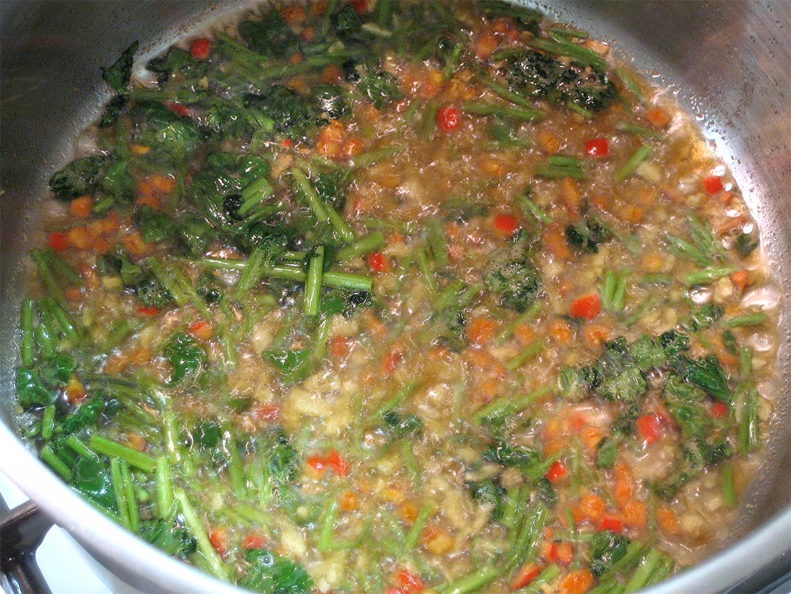 cooking the flavouring ingredients