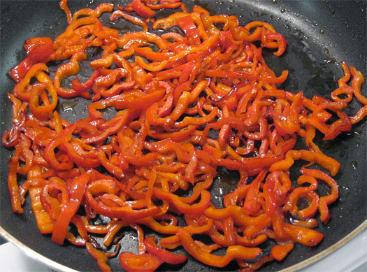 frying the red pepper