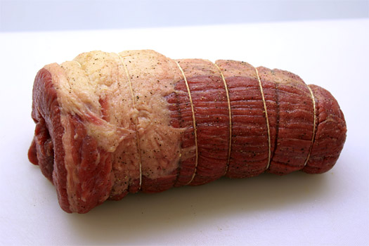 the rolled and seasoned meat