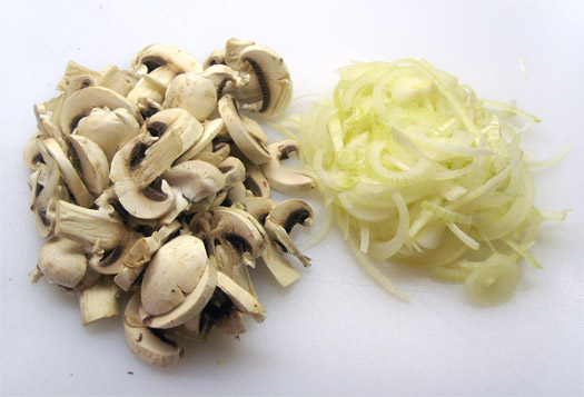 the chopped onion and mushroom