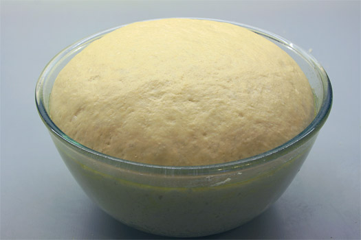 the risen dough, now doubled in size