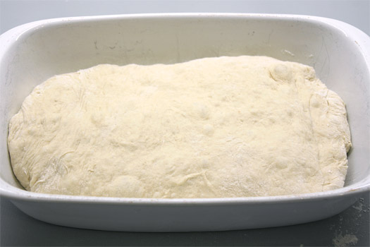 the dough in the baking dish