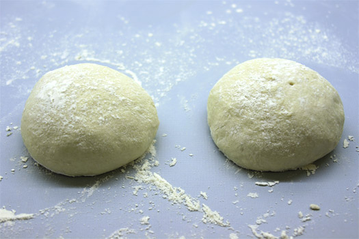 the dough divided into balls