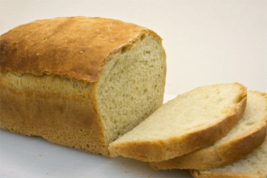 the sliced, finished rustic white loaf